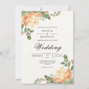 Orange Blossom Arch Floral Wedding Invitation