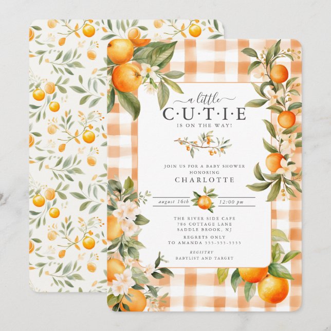 Orange Blossom Bliss Baby Shower Invitation (Front/Back)