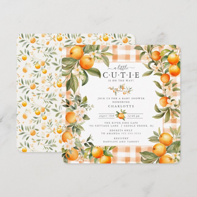 Orange Blossom Bliss Baby Shower Invitation (Front/Back)