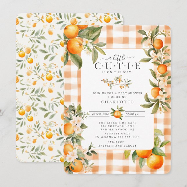 Orange Blossom Bliss Baby Shower Invitation (Front/Back)