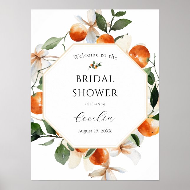 Orange Blossom Bridal Shower Welcome Sign (Front)