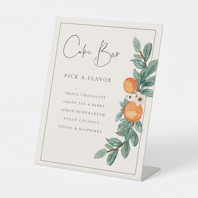 Orange Blossom Cake Bar Wedding Food Table Sign (Front)