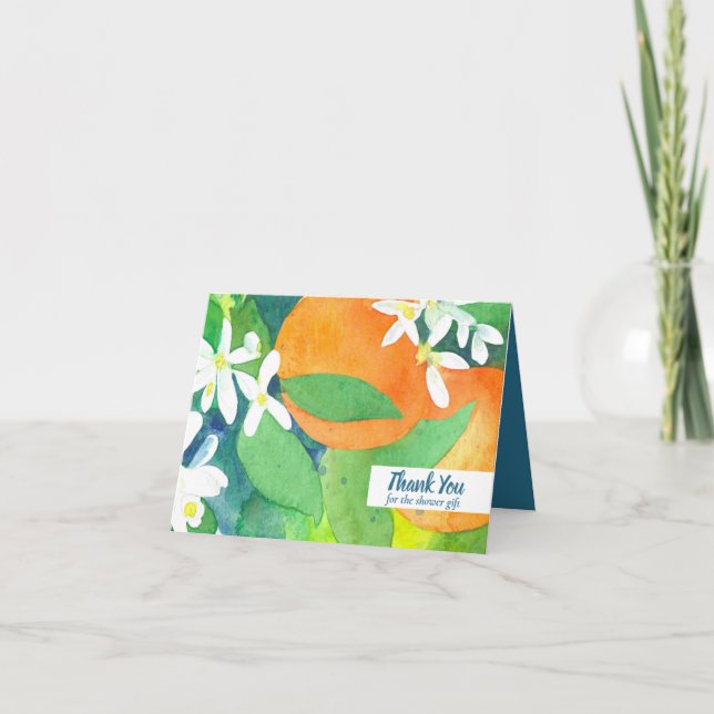 Orange Blossom Citrus Fruit Shower Gift Thank You (Front)