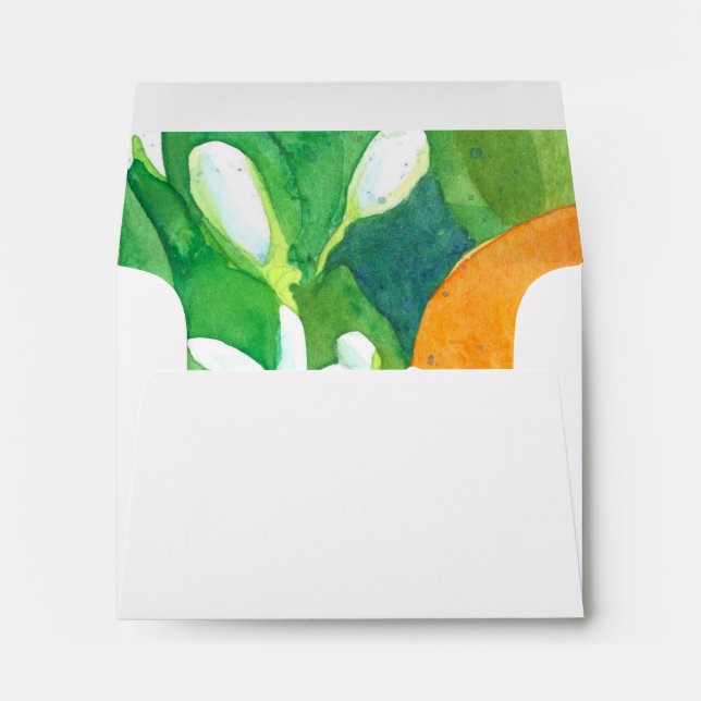 Orange Blossom Citrus Fruit Watercolor Envelope (Back (Bottom))