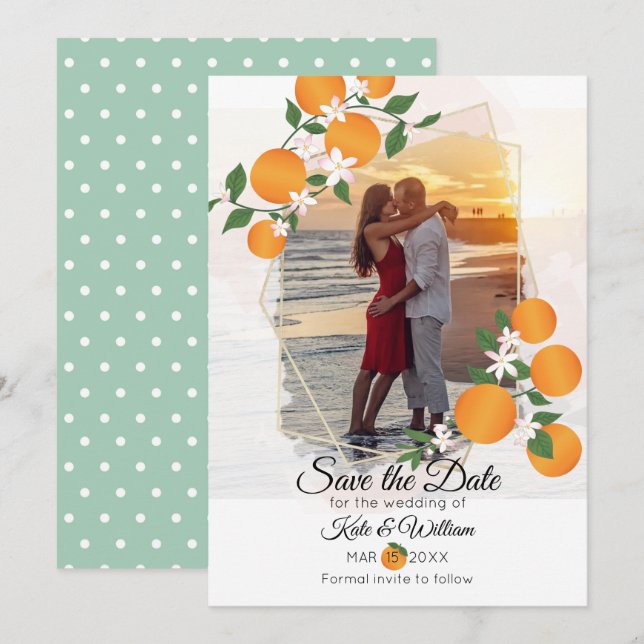 Orange Blossom Citrus Wedding Save The Date (Front/Back)