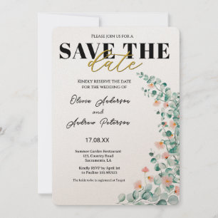 Orange Blossom Floral save the date Invitation