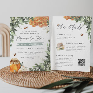 Orange Blossom Honey Bee All in One Baby Shower Invitation