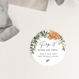 Orange Blossom Honey Bee Baby Shower Champagne Favour Tags