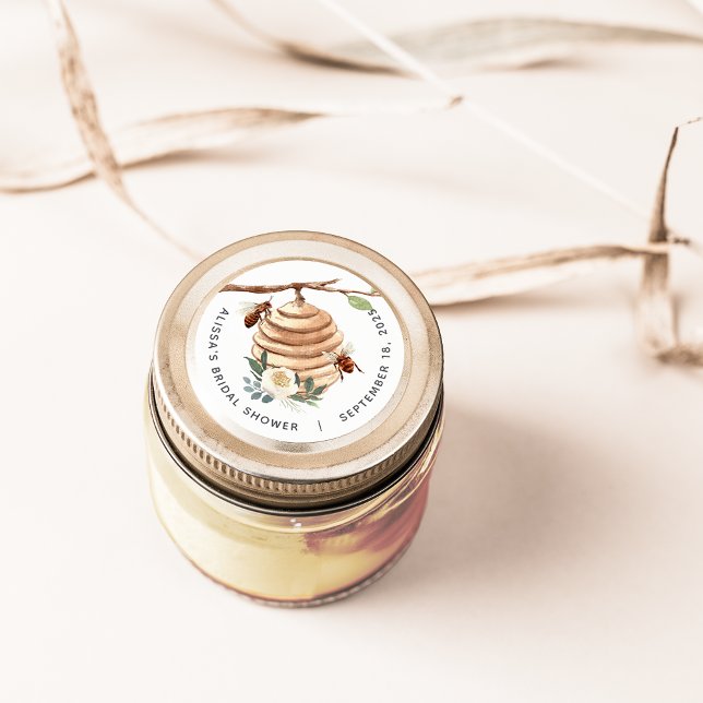 Orange Blossom Honey Bee Favour Classic Round Sticker (Creator Uploaded)