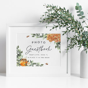 Orange Blossom Honey Bee Photo Guestbook Sign
