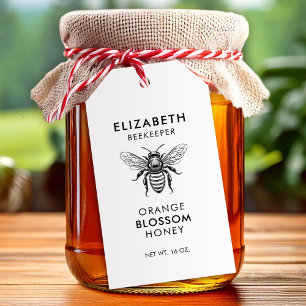Orange blossom honey label with honey bee