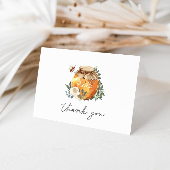 Orange Blossom Honeybee Couples Monogram Thank You (Creator Uploaded)