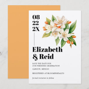 Orange Blossom & Jasmine Blooms Save the Date Invitation