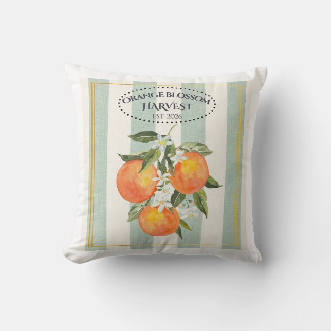  Orange Blossom - Mediterranean Citrus Label Cushion (Front)