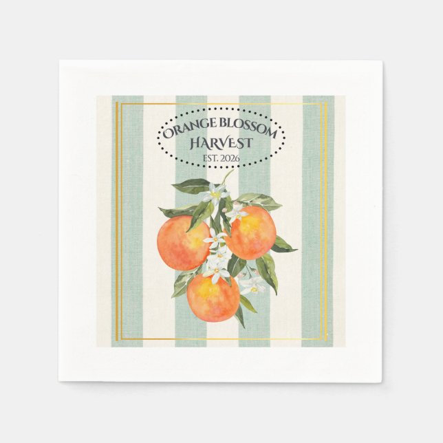  Orange Blossom - Mediterranean Citrus Label Napkin (Front)