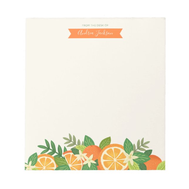 Orange Blossom Personalised Notepad (Front)