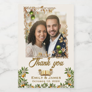 Orange Blossom Photo Wedding Favour Label