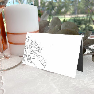 Orange blossom sketch mono grey white wedding place card
