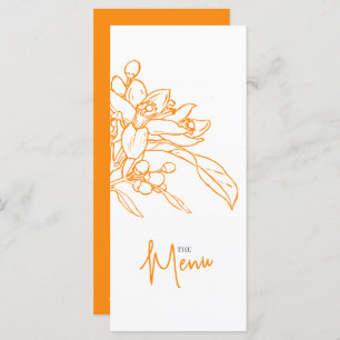 Orange blossom sketch orange white wedding menu
