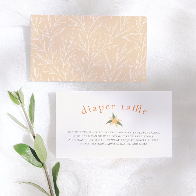Orange Blossom Spring Baby Shower Diaper Raffle Enclosure Card (Creator Uploaded)