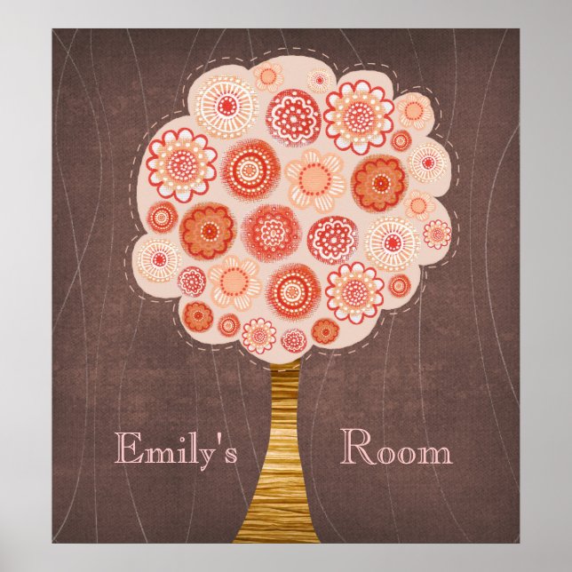 Orange Blossom Tree Baby Girl Room Wall Poster (Front)
