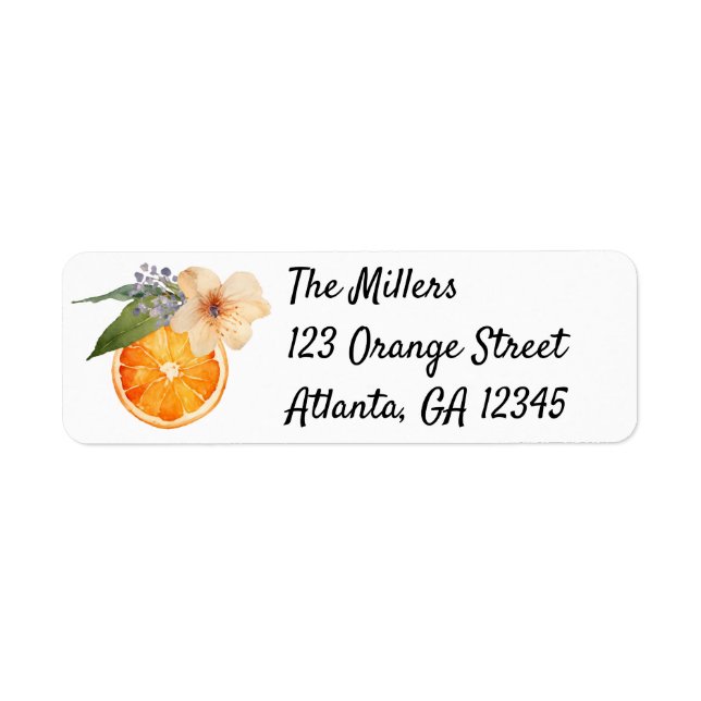 Orange Blossom Watercolor Address Labels (Front)