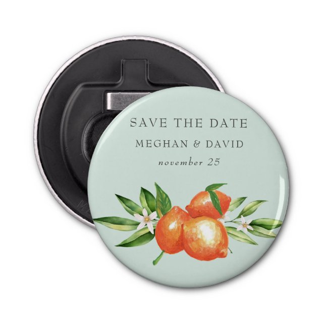 Orange Blossoms Citrus Botanical Wedding  Bottle Opener (Front)