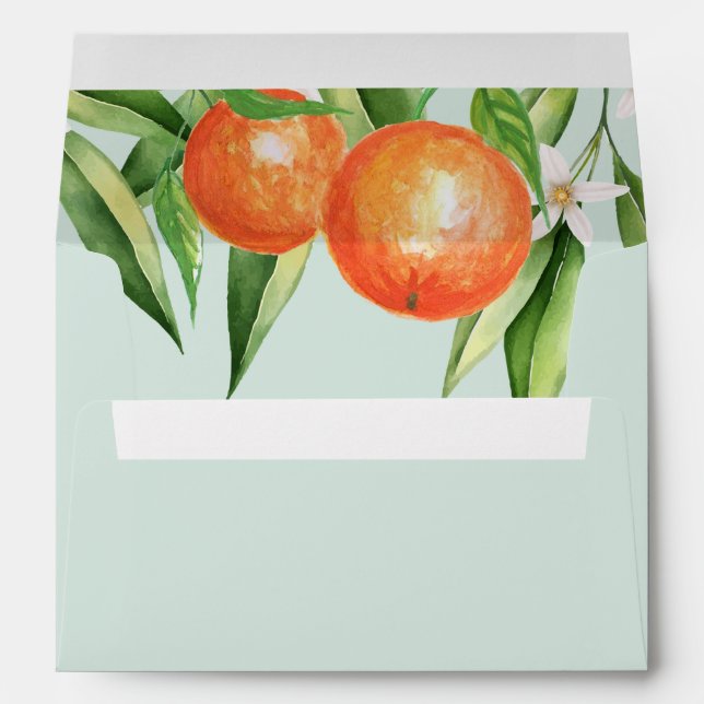 Orange Blossoms Citrus Botanical Wedding  Envelope (Back (Bottom))