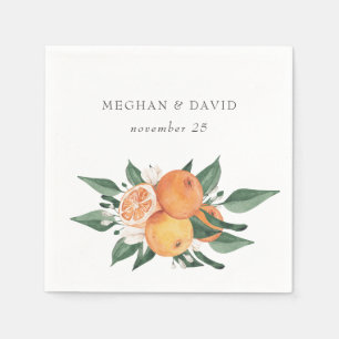 Orange Blossoms Citrus Botanical Wedding Napkin