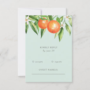 Orange Blossoms Citrus Botanical Wedding RSVP Card