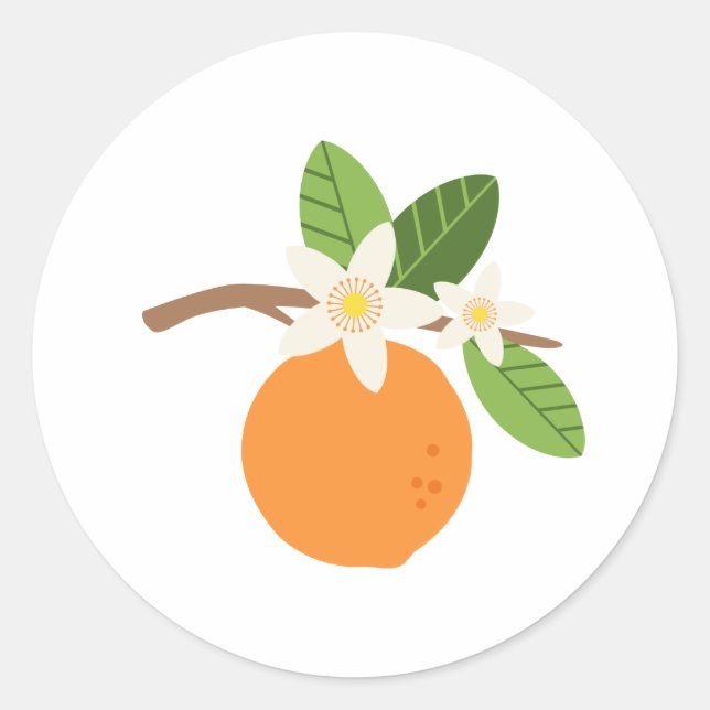 Orange Blossoms Classic Round Sticker (Front)