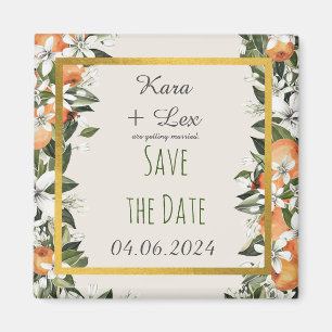 Orange & Blossoms Elegant Floral Magnet