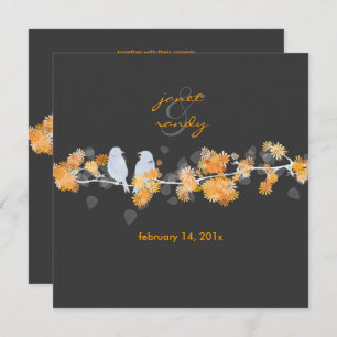 Orange blossoms+love birds/DIY background colour Invitation
