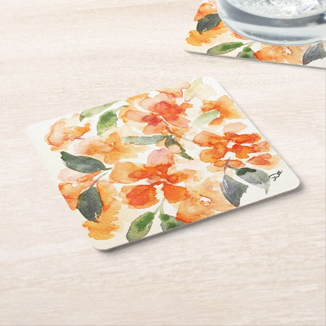 Orange Blossoms - Paper Coasters (Angled)