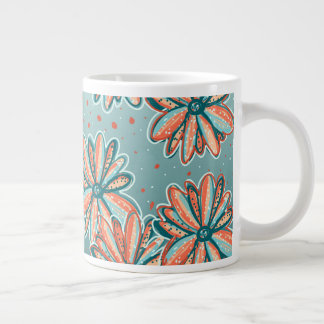 Orange Blossoms pattern by Lisa Casineau Large Coffee Mug