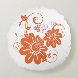 Orange Blossoms Round Cushion