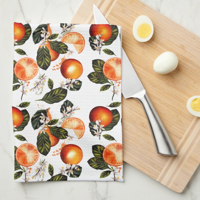 Orange Blossoms  Tea Towel (Quarter Fold)