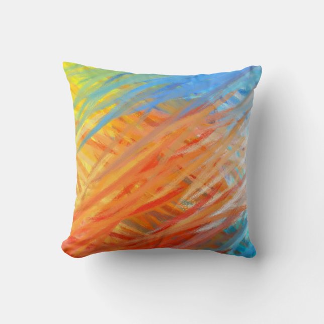 Orange Blue Abstract Art Painting 6 Cushion (Front)