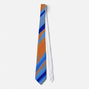 Orange Blue Abstract Stripes Tie