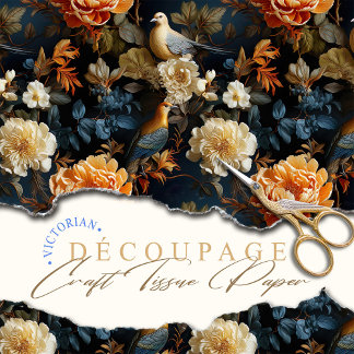 Orange Blue and Cream Georgian Inspired Bohemian Tissue Paper