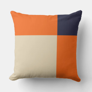 Orange Blue and Taupe Cushion