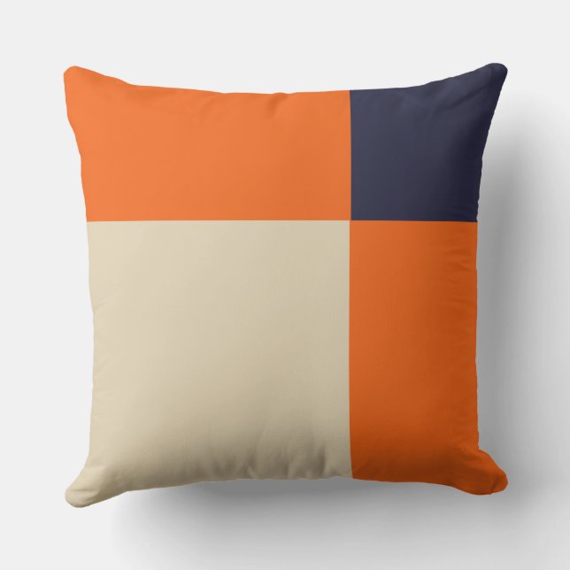 Orange Blue and Taupe Cushion (Back)