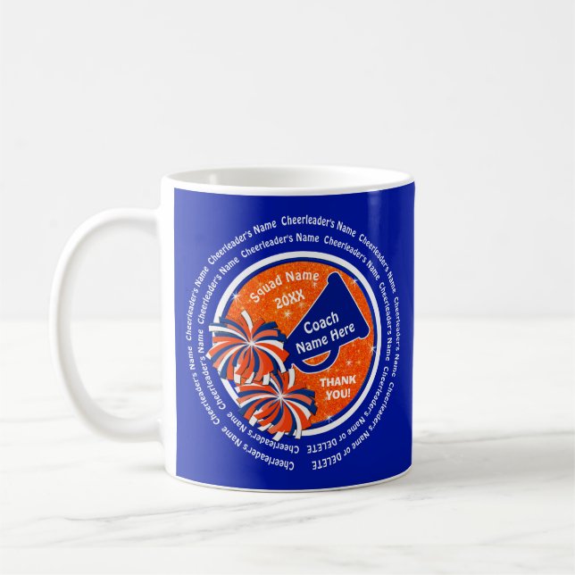 Orange, Blue and White Cheap, Cheer Coach Presents Coffee Mug (Left)