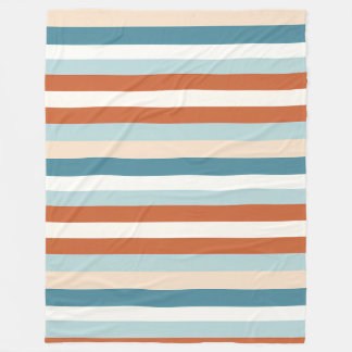Orange,Blue and White Stripe Pattern Fleece Blanket