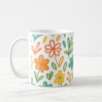 Orange Blue And Yellow Illustrated Floral Pattern
