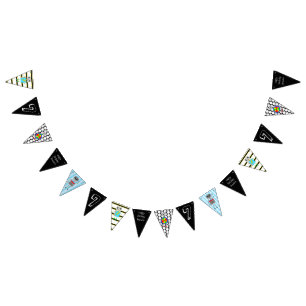 Orange Blue and Yellow Robot Birthday Personalized Bunting