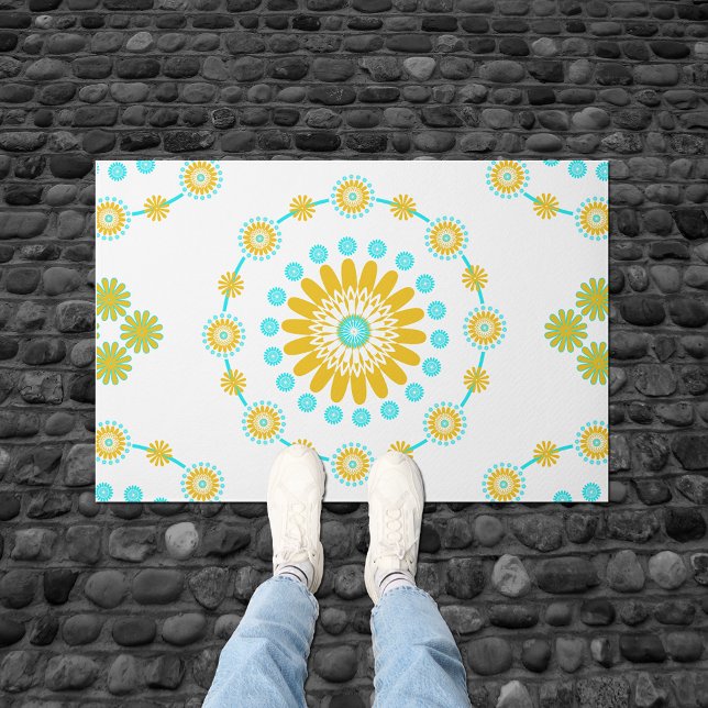 Orange Blue And Yellow Spanish Tile Pattern Doormat (Creator Uploaded)