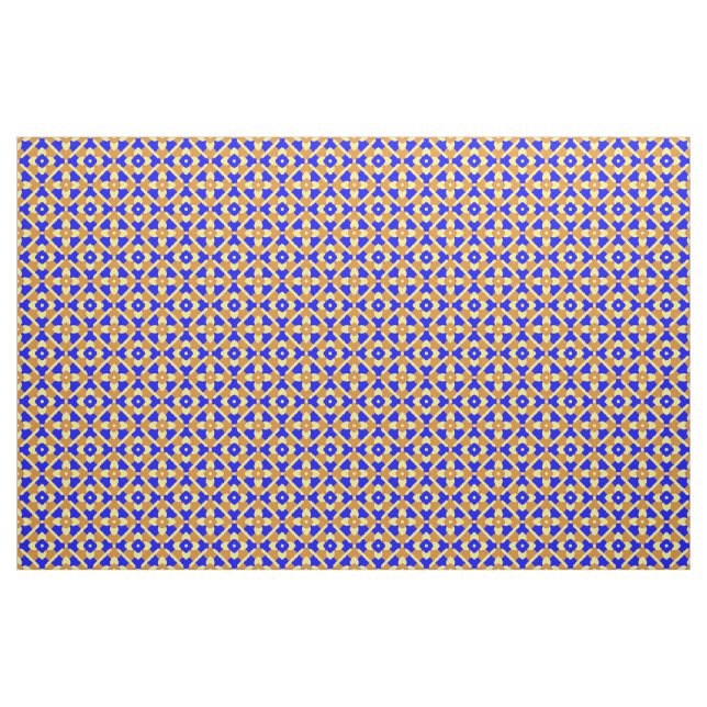 Orange Blue And Yellow Talavera Tile Design Fabric (Fat Quarter)