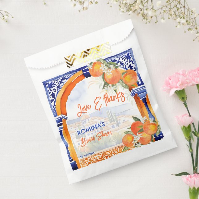 Orange blue azulejo Spanish bridal shower favours Favour Bags (Sealed)