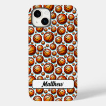 Orange Blue Basketball Named Seamless Pattern